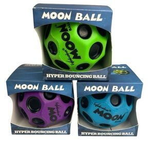 Set of 3 Waboba Moon Balls Hyperbouncing Balls Green, Blue & Purple NEW